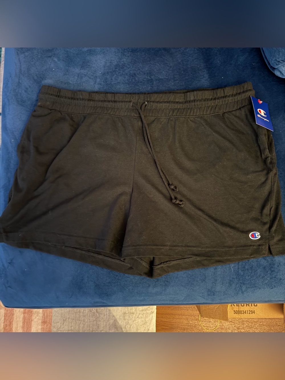 NWT 100% Cotton Champion Black Athletic Drawstring Shorts